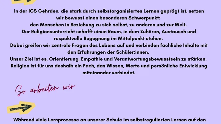 Textgrafik: Wofür wir stehen und So arbeiten wir
